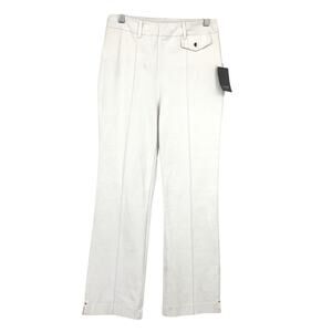 Lyssé Women's S White Center Seam Kick Flare Ankle Slit Stretch Pants NWT